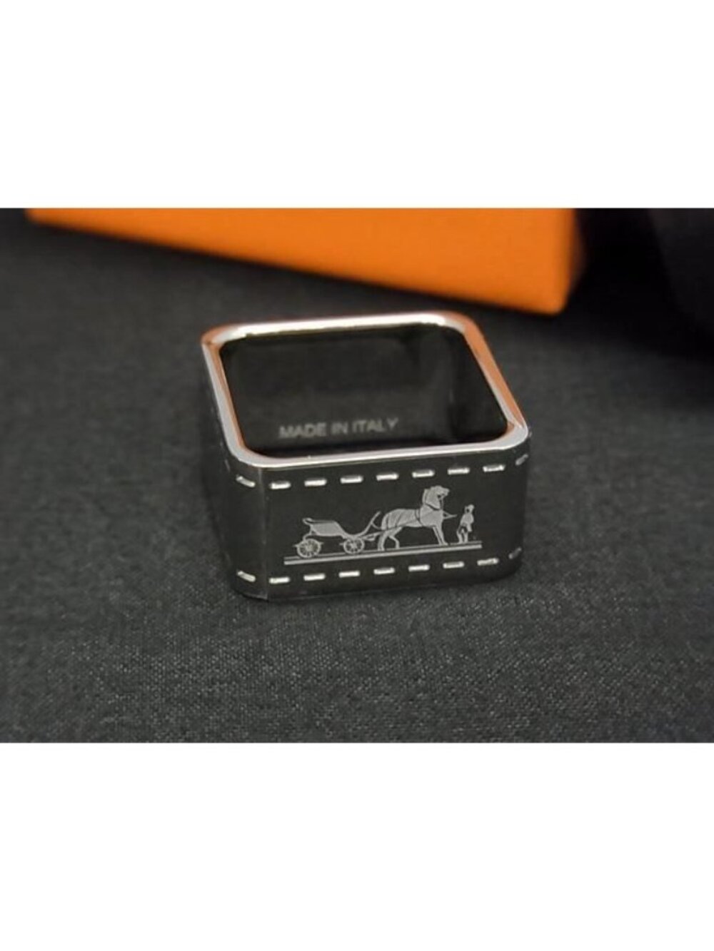 Hermes Bolduc Scarf Ring Closure Silver
